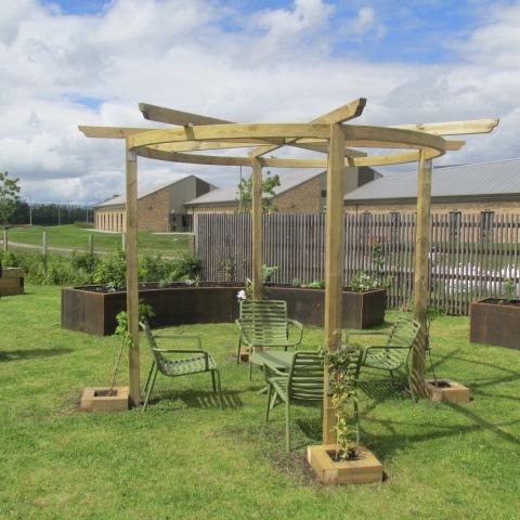 Pergola and planted garden at HMP Stirling